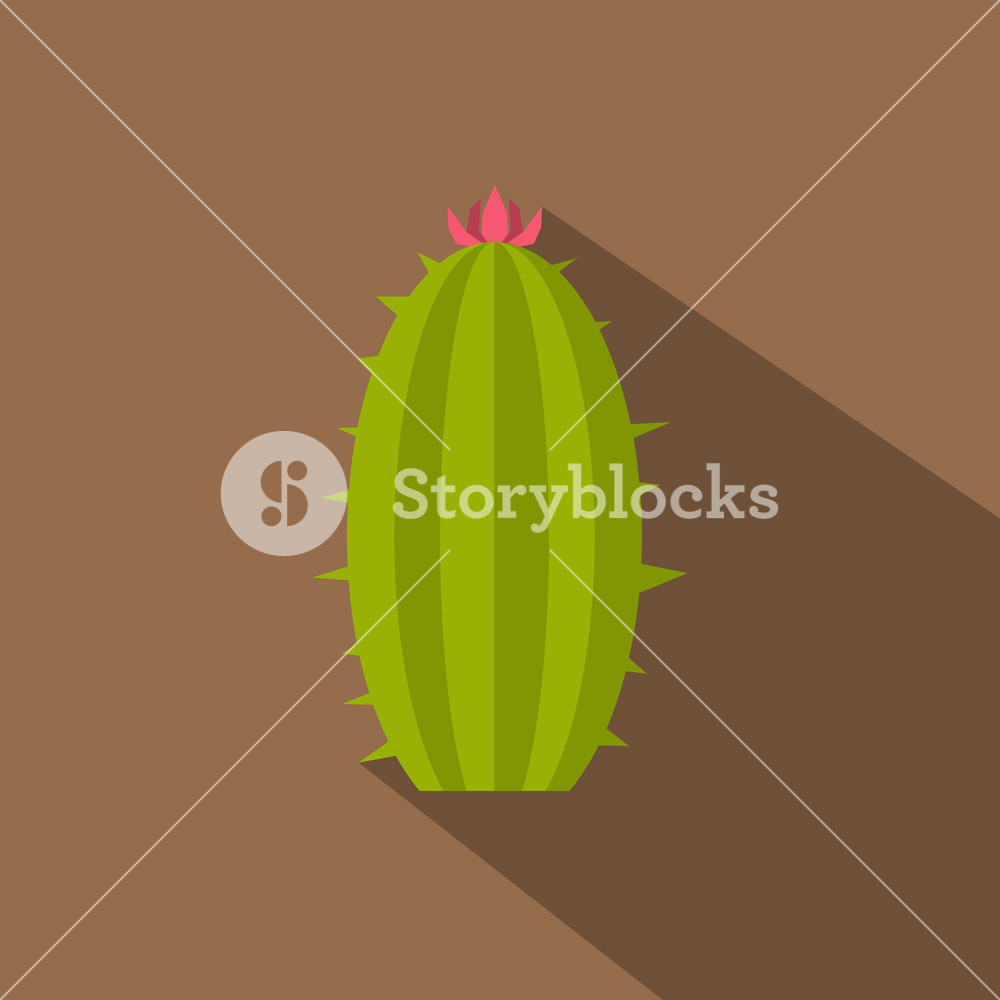 1000x1000 Mammillaria Bocasana In Bloom Icon Flat Illustration