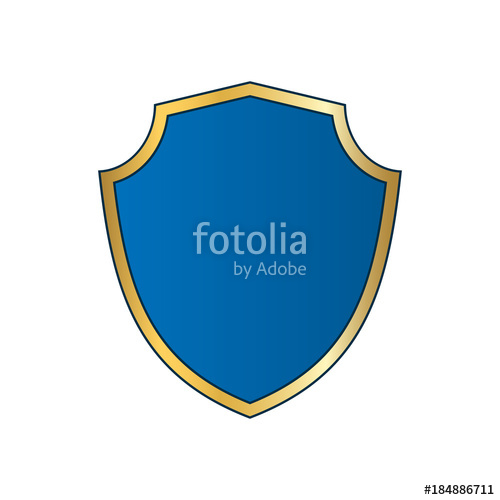 500x500 Gold Blue Shield Shape Icon Bright Logo Emblem Metallic Sign