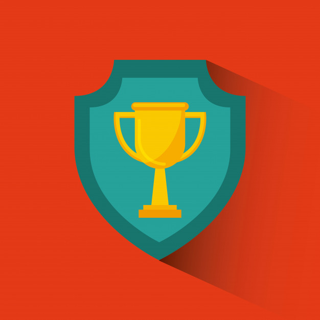 626x626 Blue Shield With Gold Trophy Icon Vector Premium Download