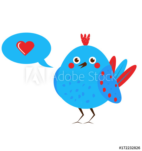 469x500 Cute Blue Bird With Speech Bubble With Like Icon