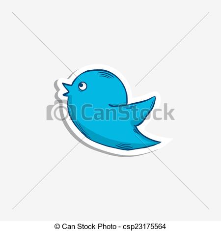 450x470 Vector Blue Bird Icon,sticker In Doddle Style With Shadow Over White