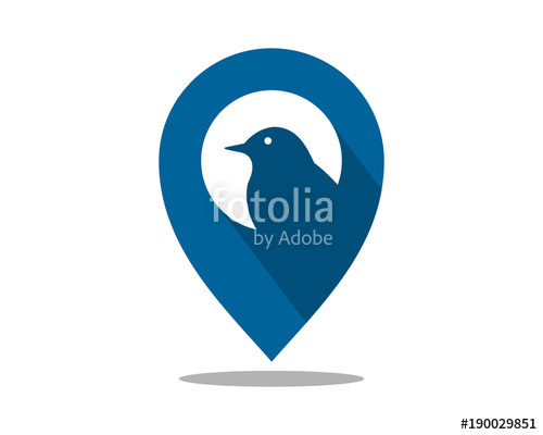 500x400 Blue Bird Marker Pin Path Image Vector Icon Logo Silhouette Stock