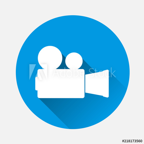 500x500 Vector Video Camera Icon On Blue Background Flat Image Camera