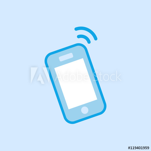 500x500 Vector Illustration Of Simple Blue Theme Mobile Phone Icon Cartoon