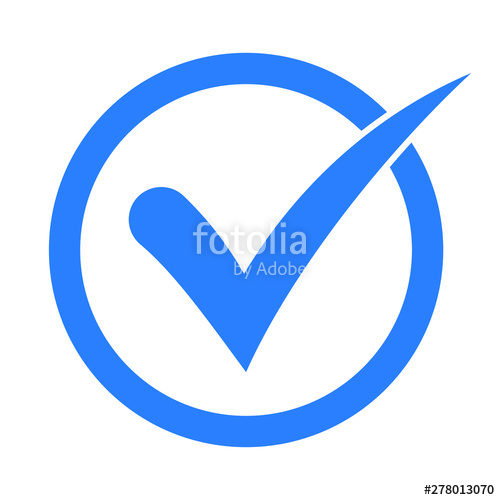 500x500 Blue Tick Icon Vector Symbol, Checkmark Isolated On White