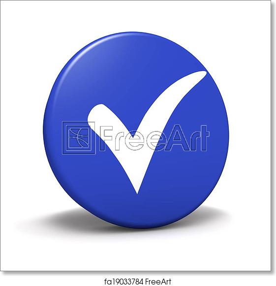 561x581 Free Art Print Of Check Mark Symbol Blue Button Blue Button