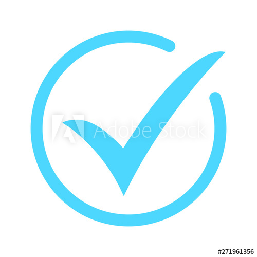 500x500 Blue Tick Icon Vector Symbol, Checkmark Isolated On White