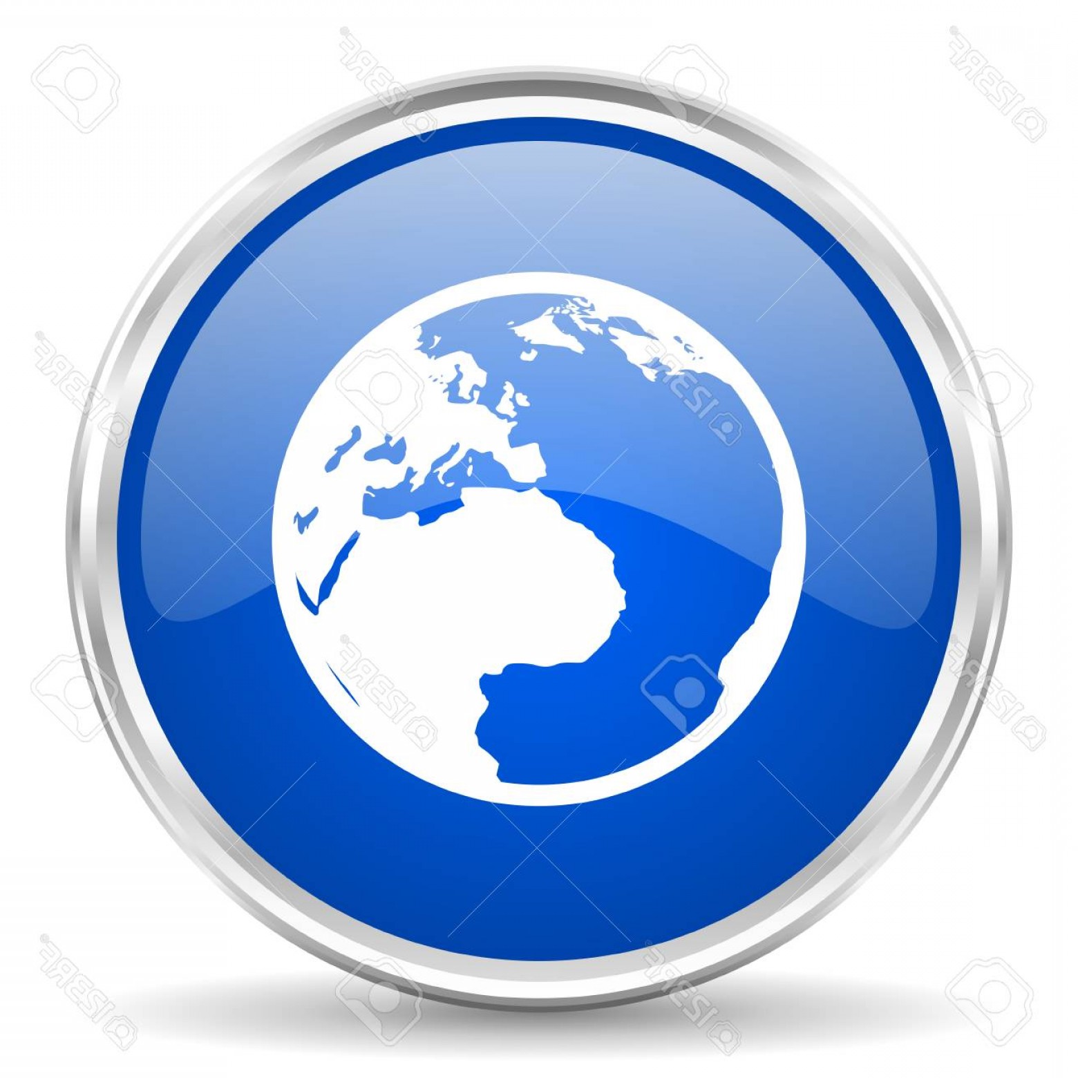 1560x1560 Photostock Vector Earth Blue Glossy Vector Icon Chrome Border