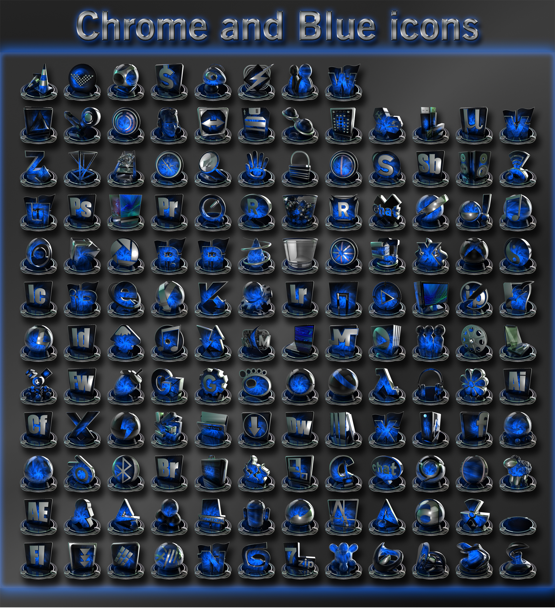 1825x2000 Chrome And Blue Icons