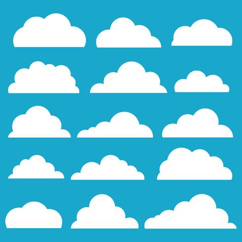 490x490 Cloud Vector Icon Set White Color On Blue Background