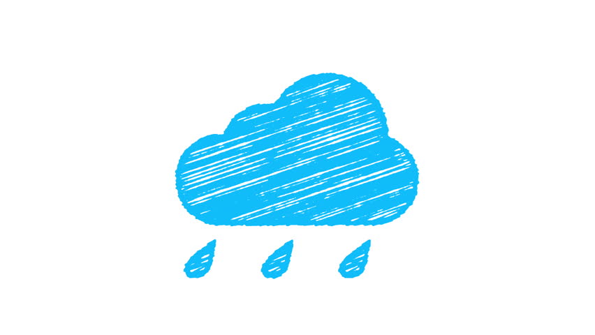 852x480 Weather Icon Rain, Blue Cloud Stock Footage Video