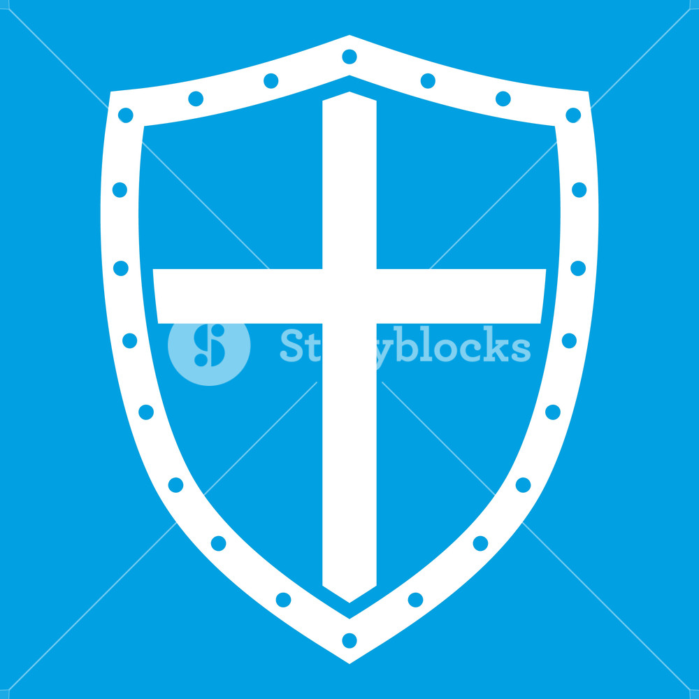 Shield Icon White Isolated On Blue Background Illustration Royalty 1000x1000 Shield Icon White Isolated On Blue Background Illustration Royalty