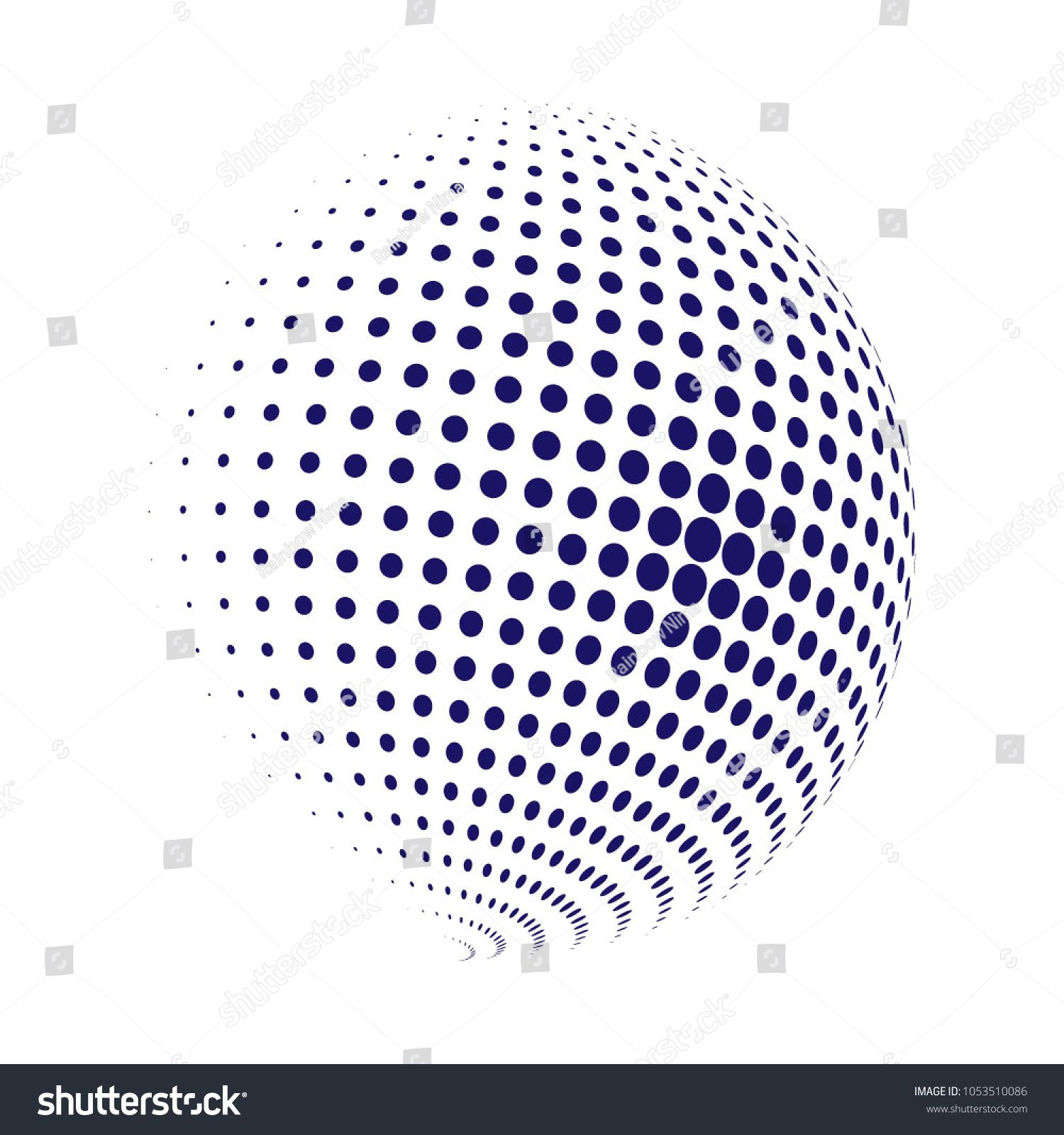 1500x1600 Abstract Globe Dotted Sphere, Halftone Dot Effect Blue Dots