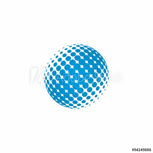 500x500 Abstract Sphere Swirl Icon Logo, Blue Dots Design