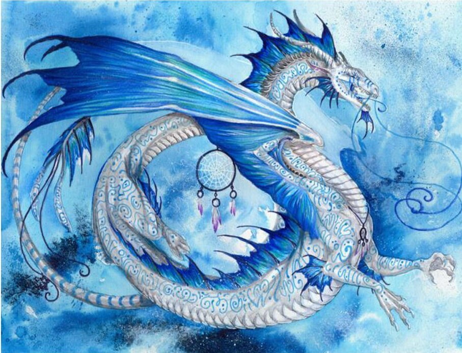 907x693 Diy Diamond Embroidery Blue Dragon Icon Animal Diamond Cross