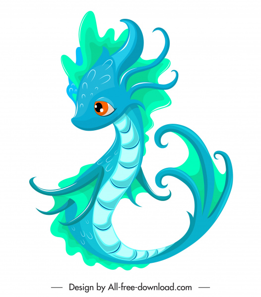 526x600 Baby Dragon Icon Cute Cartoon Sketch Blue Decor Free Vector