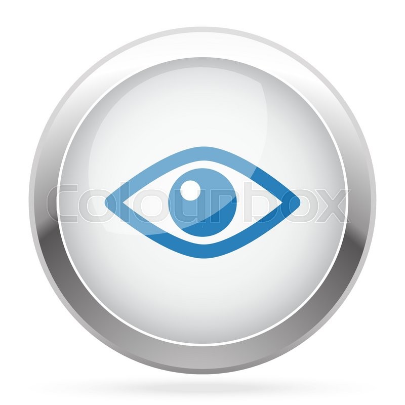 800x800 Blue Eye Icon On White Glossy Chrome Stock Vector Colourbox