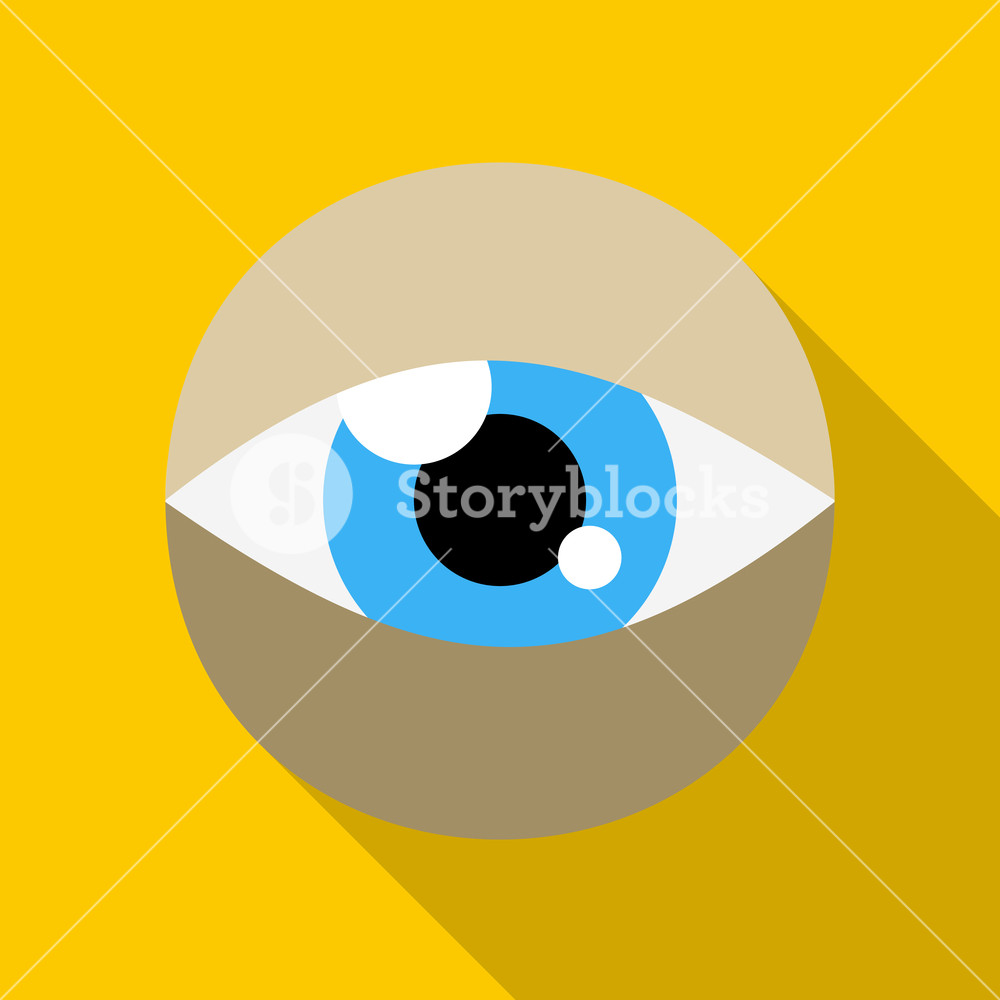 1000x1000 Blue Eye Icon In Flat Style On A Yellow Background Royalty Free