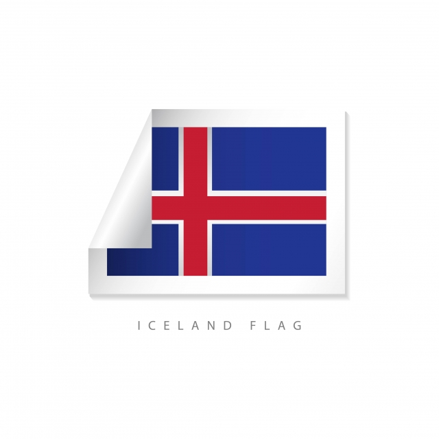 640x640 Iceland Label Flags Vector Template Design Illustration, Icon
