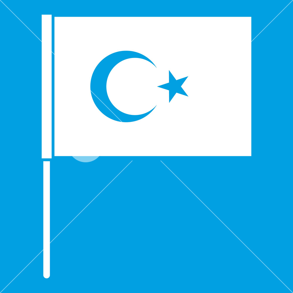 1000x1000 Turkish Flag Icon White Isolated On Blue Background Vector