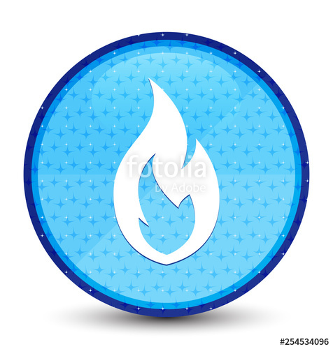 476x500 Fire Flame Icon Galaxy Cyan Blue Round Button Stock Image