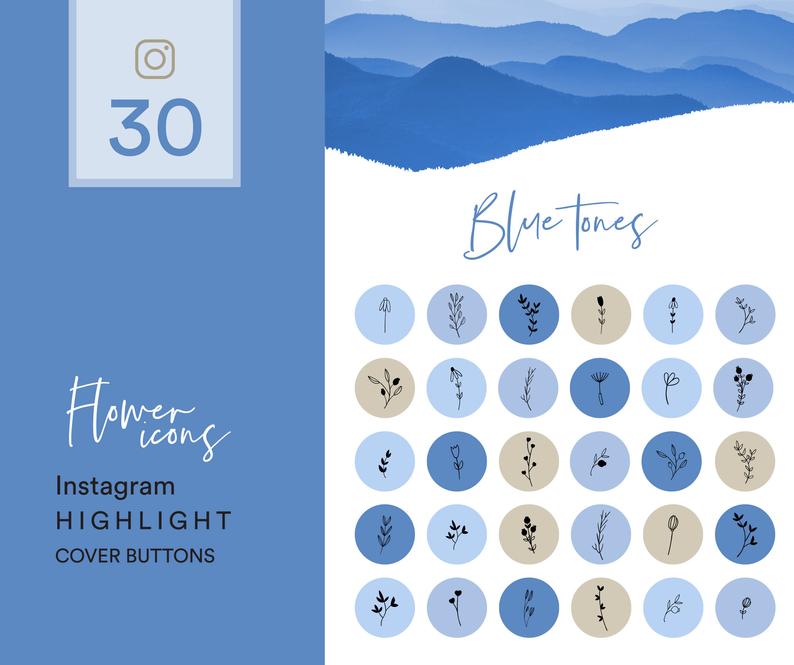 794x665 Blue Flower Icons Instagram Highlight Covers Instagram Etsy