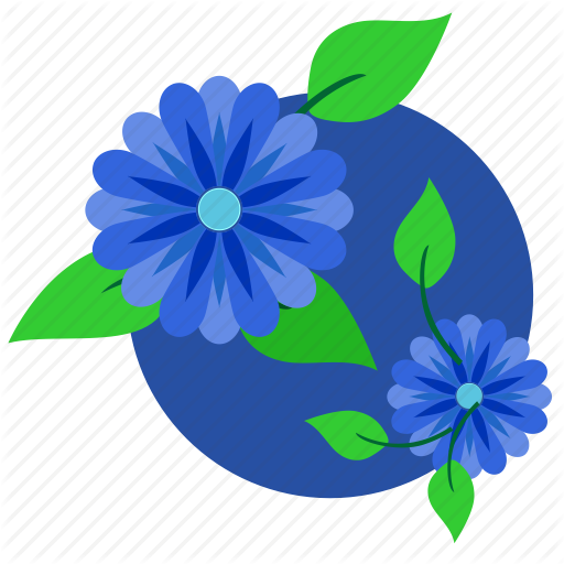 512x512 Blue, Flowers, Green, Leaves, Plant Icon