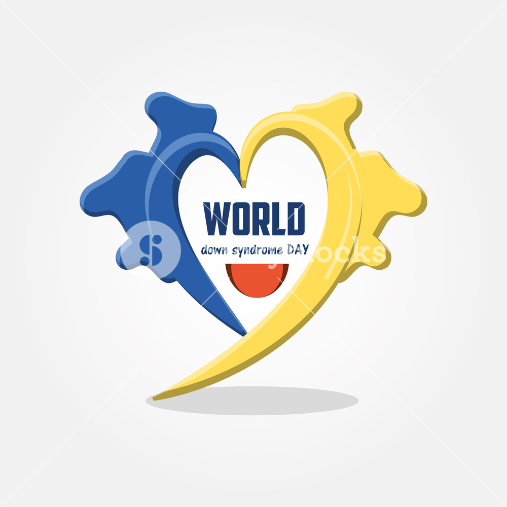 1000x1000 Down Syndrome Day Design With Yellow And Blue Heart Icon Over