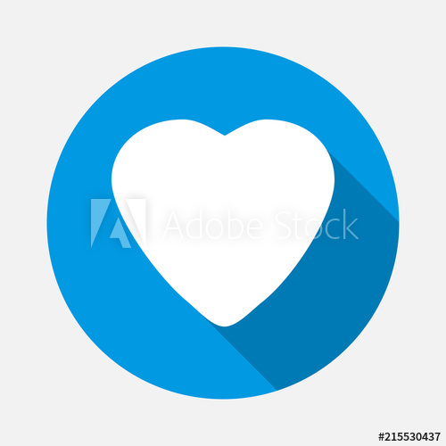 500x500 Vector Heart Icon On Blue Background Flat Image Heart With Long