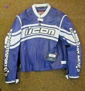282x300 Icon Daytona Leather Motorcycle Jacket Blue White Xxl Ebay