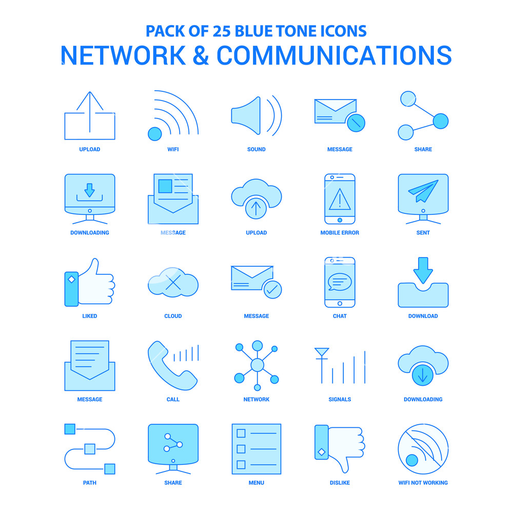 1000x1000 Network And Communication Blue Tone Icon Pack