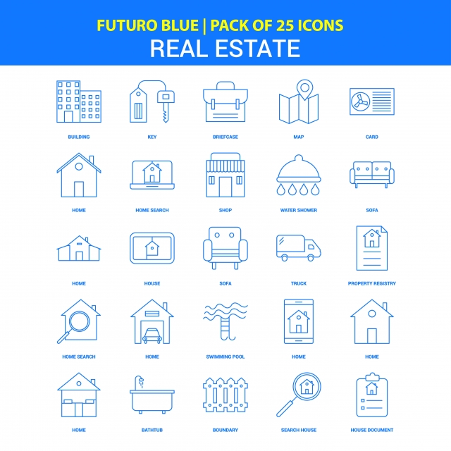 640x640 Real Estate Icons Futuro Blue Icon Pack, Bathtub, Bedroom