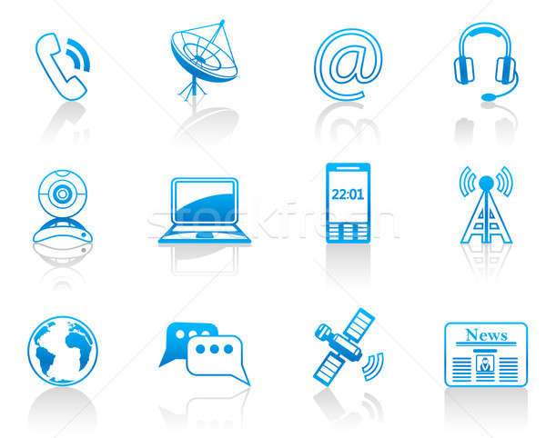 600x482 Communication Blue Icon Set Stock Photo Nataliya Kalabina