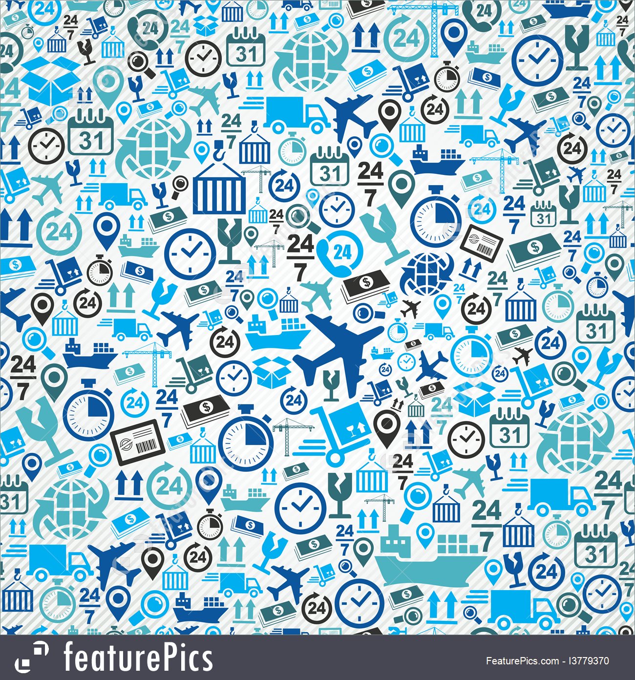 1300x1392 Shipping Logistic Seamless Pattern Blue Icon Set Background Stock