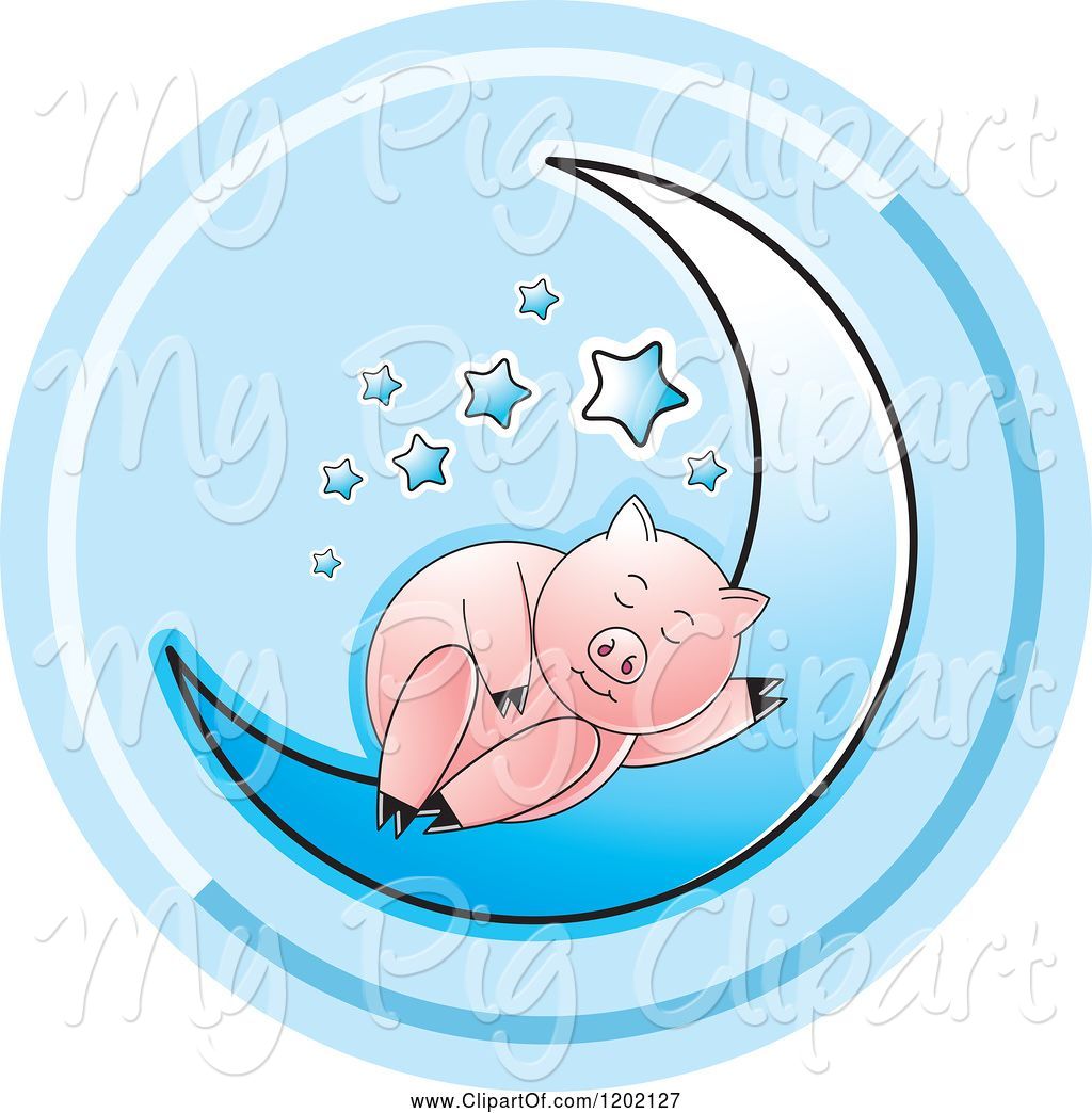 1024x1044 Swine Clipart Of Pig Sleeping On A Blue Crescent Moon Icon