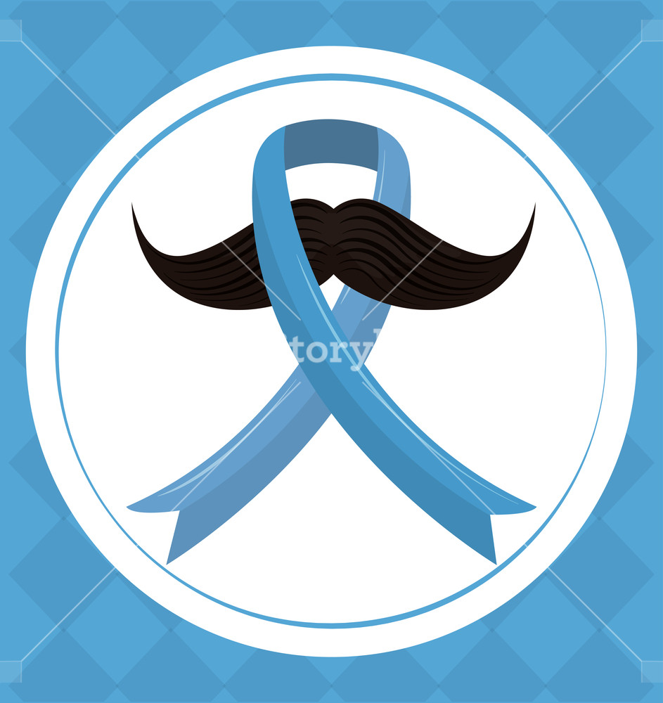 943x1000 Prostate Cancer Blue Ribbon Round Icon Over Blue Background Vector