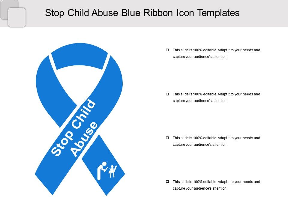960x720 Stop Child Abuse Blue Ribbon Icon Templates Powerpoint Slides