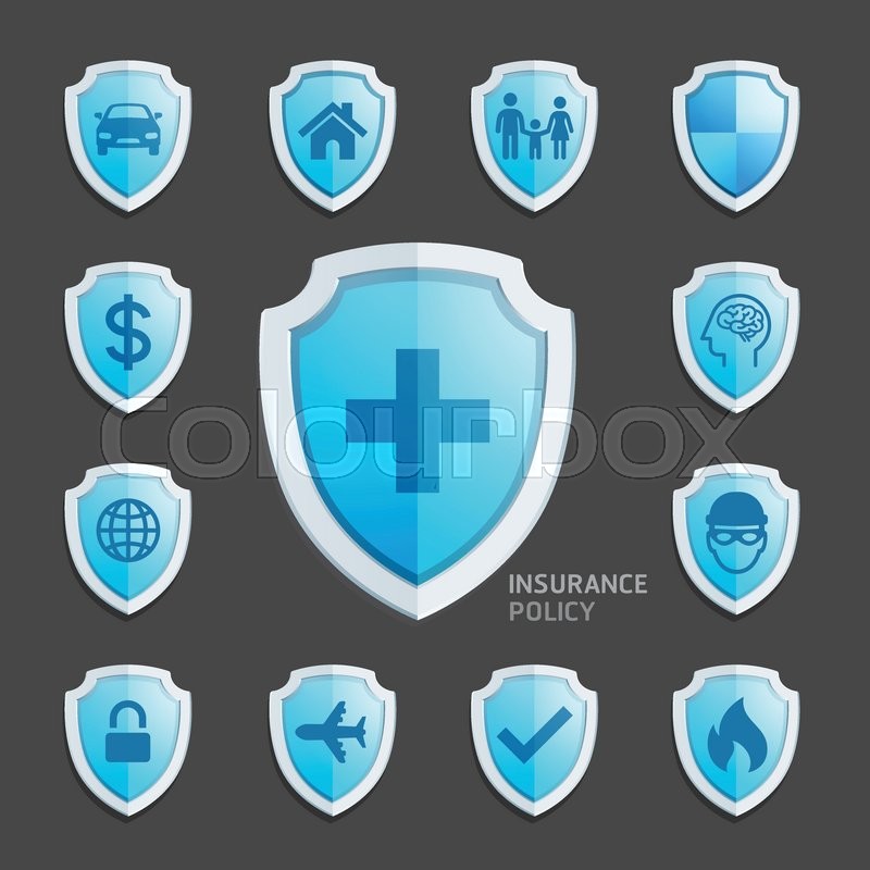 800x800 Insurance Policy Blue Shield Icon Stock Vector Colourbox