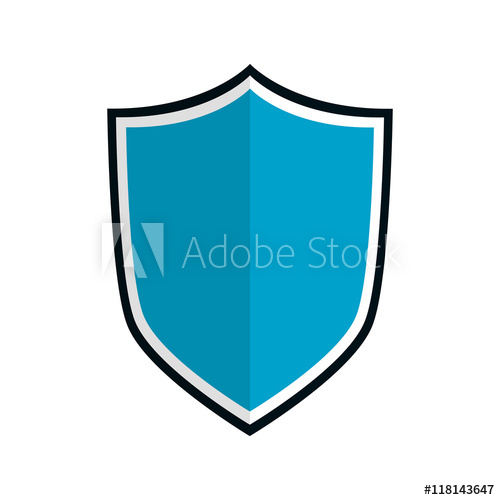 500x500 Flat Design Blue Shield Emblem Icon Vector Illustration