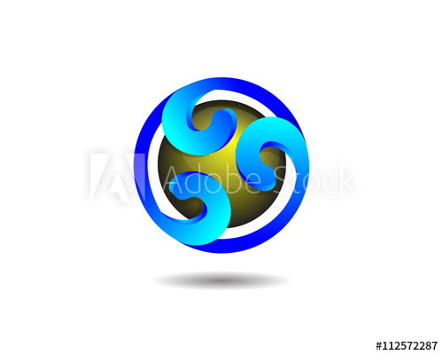 500x400 Abstract Glossy Blue Sphere Logo Icon