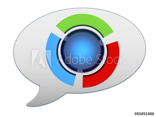500x375 Messenger Window Icon And Blue Sphere And Colorful Semi Circles