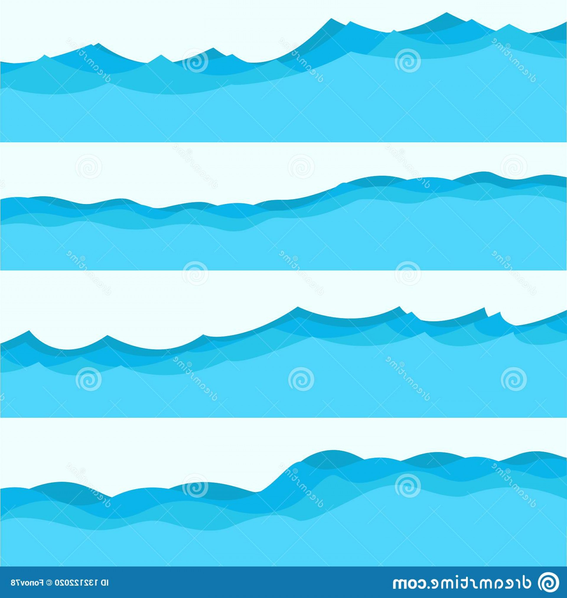 1920x2025 Set Blue Waves Liquid Icons Sea Theme Different Styles Flat Style