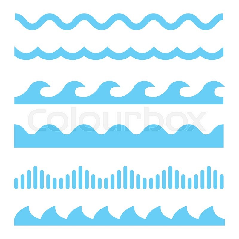 800x800 Vector Blue Wave Icons Set On White Stock Vector Colourbox