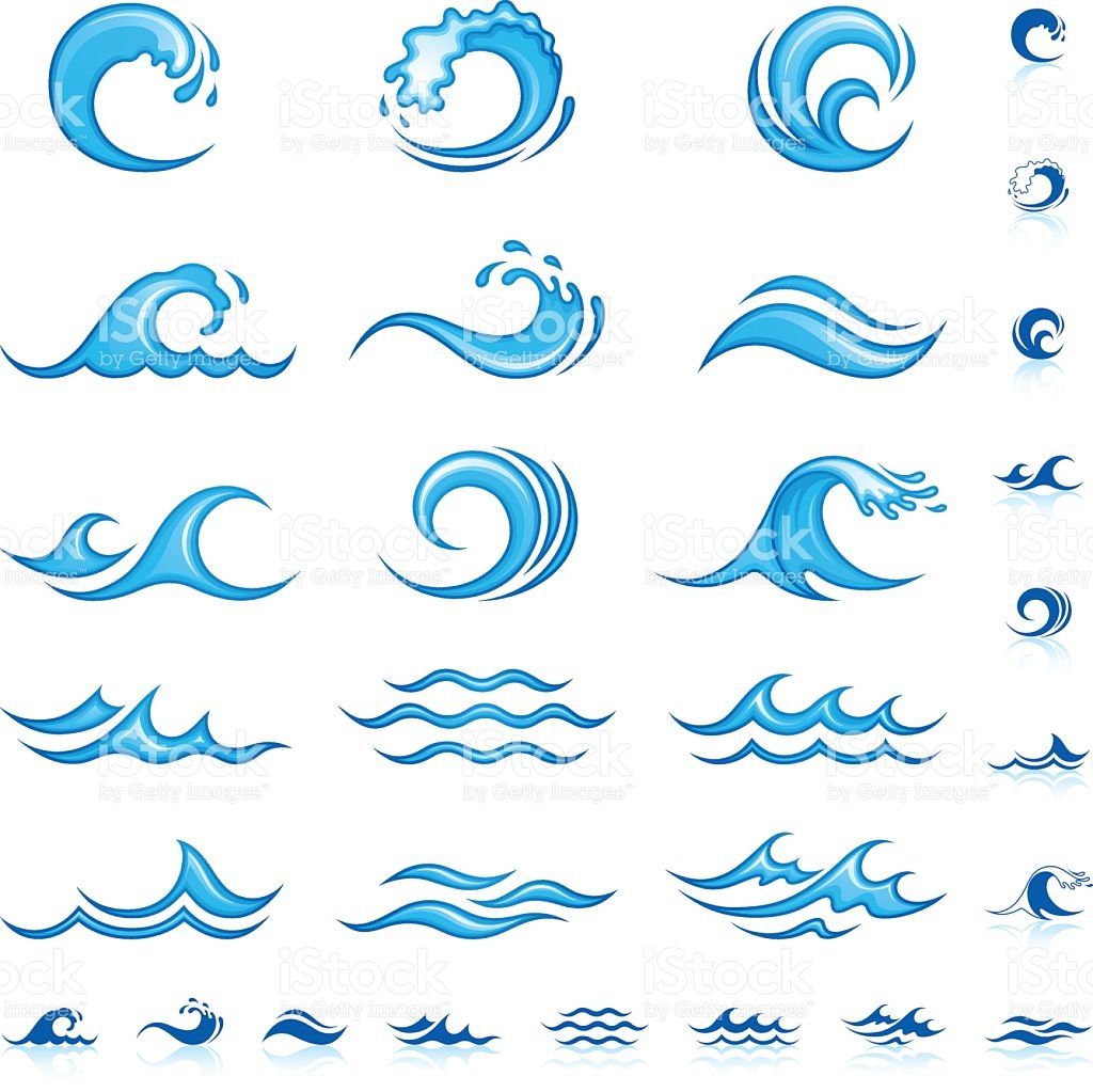 1024x1023 Vector Illustration Of Blue Waves Against A White Background