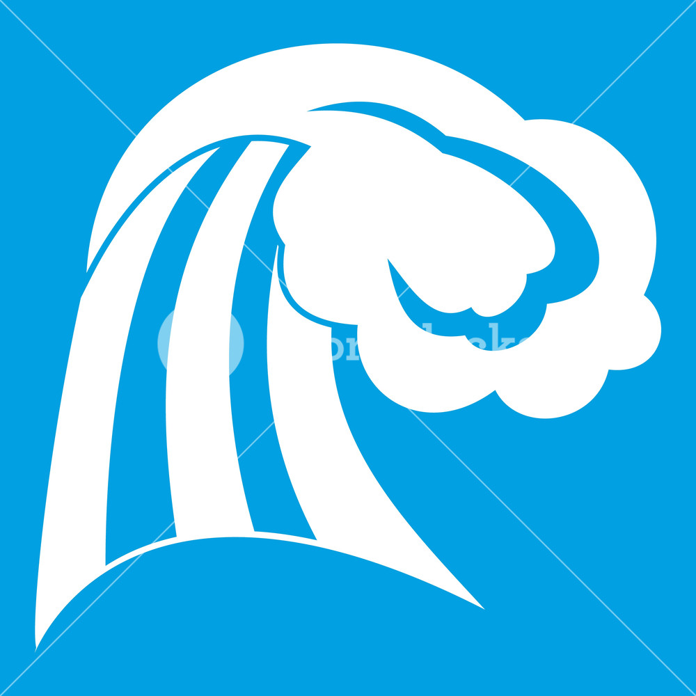 1000x1000 Big Wave Icon White Isolated On Blue Background Vector