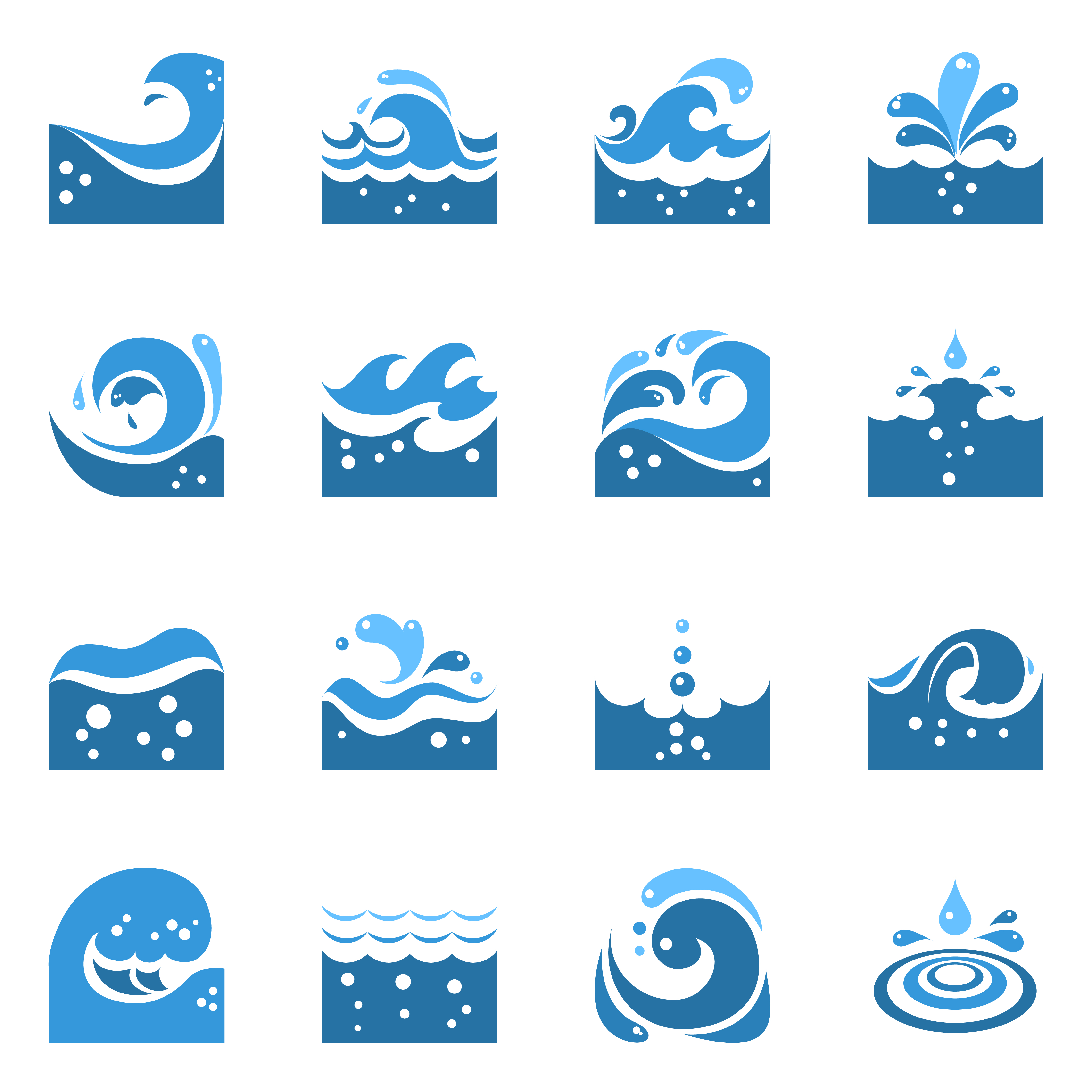 4500x4500 Blue Wave Icons Set