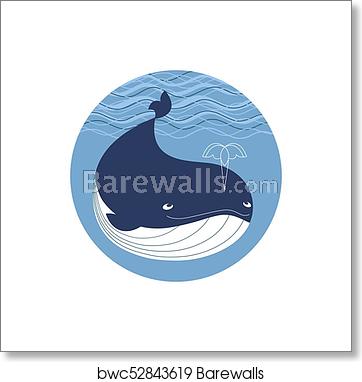 362x382 Cute Cartoon Whale Icon, Art Print Barewalls Posters Prints
