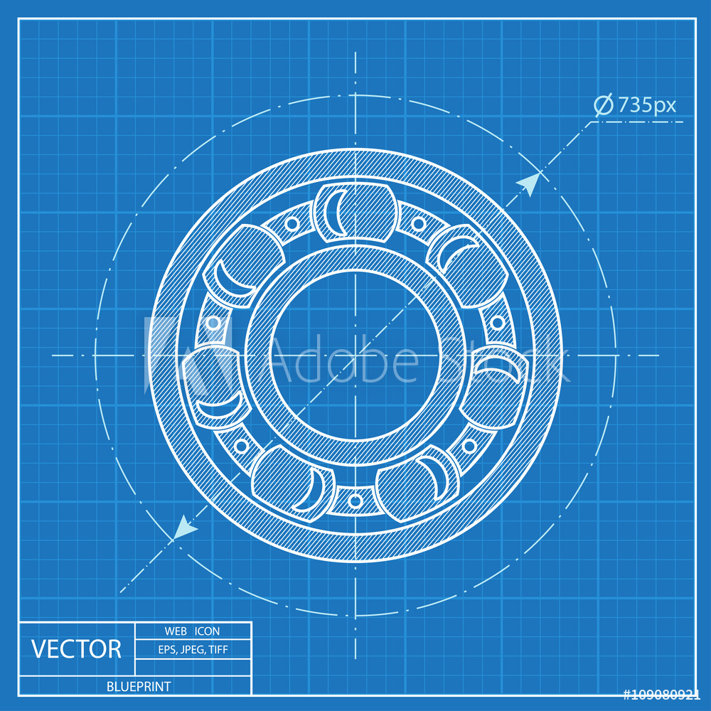 1000x1000 Fotografie, Obraz Blueprint Icon Of Bearing Posters Cz