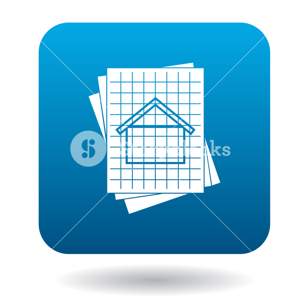 1000x1000 House Blueprint Icon In Simple Style On A White Background Royalty