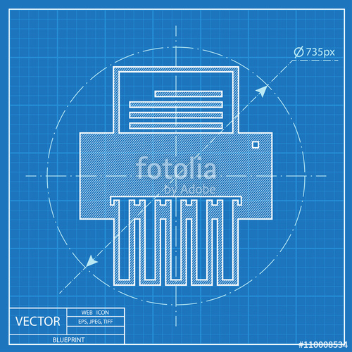 500x500 Blueprint Icon Of Shredder Stock Image And Royalty Free Vector